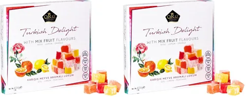 Miniatura 10 de Cerez Pazari - Delicia turca con sabores de rosa, naranja y limón, mezcla de 14 oz. Caja de regalo con snacks gourmet tamaño mediano. Sin nueces.