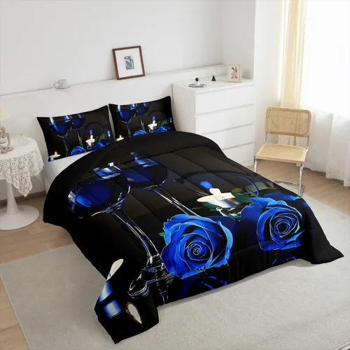 Miniatura 3 de Juego de edredón de videojuegos para niños y adolescentes, juego de ropa de cama de videojuegos azul y negro, ropa de cama para decoración del hogar