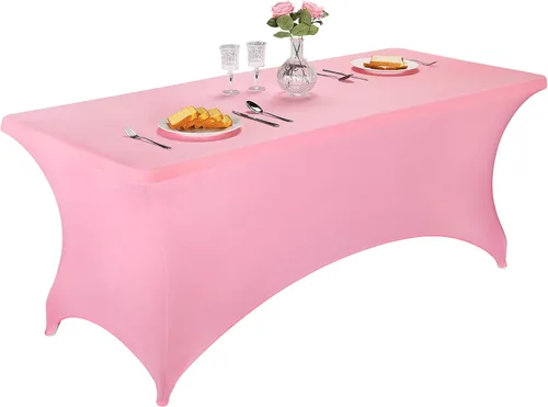 Miniatura 51 de LZY Cubierta de Mesa Elástica Ajustable de Spandex para Mesa Plegable de 6 pies, 4 pies o 8 pies, Mantel de Cóctel Rectangular, Perfecto para Champn