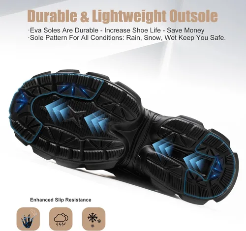 Miniatura 5 de Hogent - Zapatos de puntera de acero para mujer y hombre, anchos, antideslizantes, de trabajo, tenis de punta compuesta, indestructibles, cómodos
