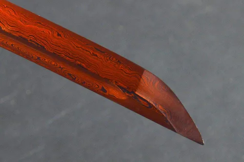 Miniatura 8 de Dragón rojo grabado SAYA - Espada guerrera katana japonesa de Damasco con hoja de acero doblada
