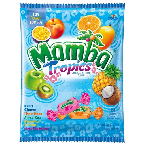 Miniatura 4 de Sweetzo Mamba Candy Tropics - Juego de regalo de frutas masticables con sabores surtidos, dulces masticables envueltos individualmente, bolsas
