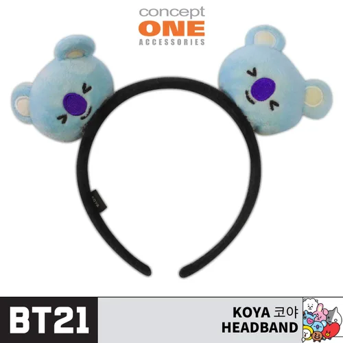 Miniatura 2 de Concept One BT21 LINE FRIENDS - Diadema bordada de felpa 3D para mujer, Koya