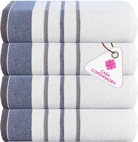 Miniatura 125 de CASA COPENHAGEN Juego de 6 toallas de palomitas de maíz, color azul polvoriento, 21.16 oz/m², 2 toallas de baño, 2 toallas de mano y 2 toallas