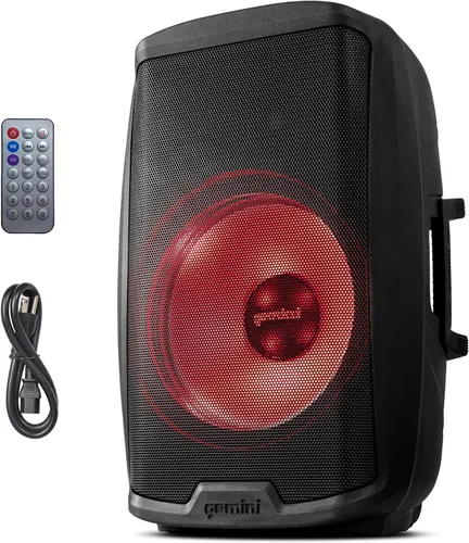 Miniatura 9 de Gemini Altavoz PA Bluetooth de 8" 500W con enlace TWS, USB/SD/FM, entradas XLR/RCA/AUX, canales de micrófono y guitarra, altavoz DJ compacto