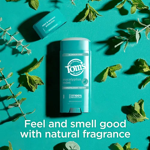 Miniatura 6 de Tom's of Maine Desodorante natural sin aluminio de eucalipto y menta para mujeres y hombres, se pone transparente, protección contra olores