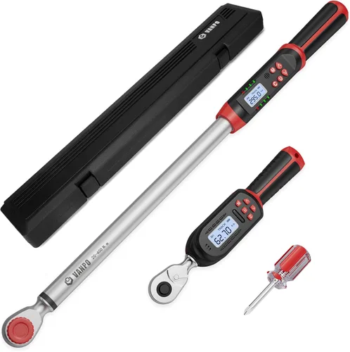 Miniatura 11 de VANPO Llave dinamométrica digital de 3/8 pulgadas con valores preestablecidos, 2.2-44.3 libras-pie/3-60 Nm, notificación de zumbador y LED, llave