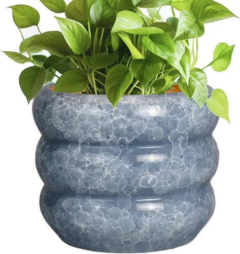 Miniatura 25 de Maceta de cerámica SQOWL para plantas de 8 pulgadas - Maceta de interior con orificio de drenaje para plantas de exterior, maceta floral moderna