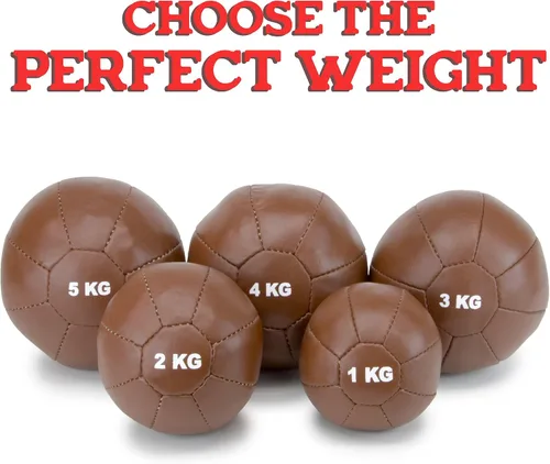 Miniatura 5 de Crown Sporting Goods Pelota medicinal con peso de cuero suave al tacto vintage para fitness, resistencia, entrenamiento de fuerza