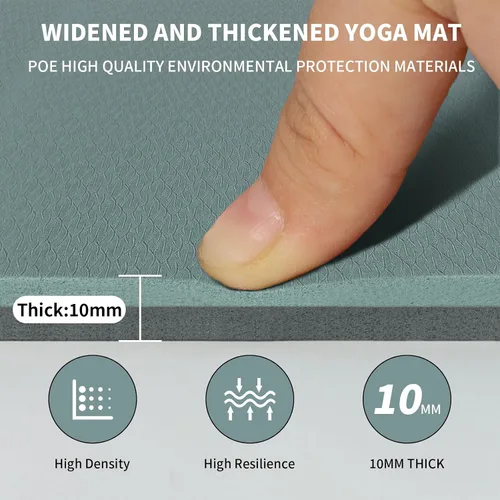 Miniatura 5 de Esterilla grande de yoga de 8 mm (6' x 4') - Extra larga y ancha de 72 x 48 x 0.32 pulgadas, esterilla de fitness POE antideslizante, ecológica