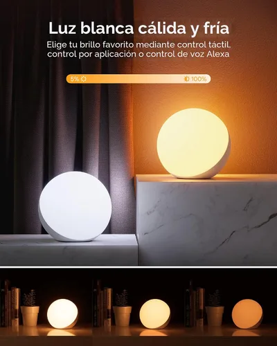 Miniatura 3 de Hifree Lámpara de mesa inteligente, lámpara de escritorio regulable con aplicación/control de voz, lámpara táctil LED RGB que cambia