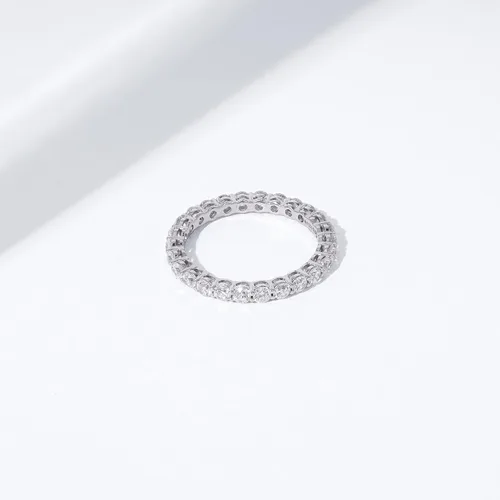 Miniatura 5 de Tienda Essentials Platinum or Gold Plated Sterling Silver All-Around Band Ring set with Round Infinite Elements Cubic Zirconia