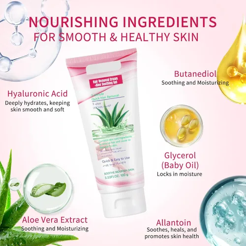 Miniatura 5 de Crema depilatoria para mujeres, crema depilatoria de aloe vera para áreas íntimas y áreas púbicas, depilación para cuerpo, piernas, brazos, axilas