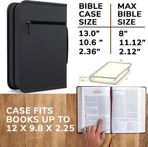Miniatura 49 de DEHITE Funda para la Biblia para mujer, bolsas de transporte de la Biblia, tamaños medianos y grandes, ranuras para bolígrafos, tela de primera