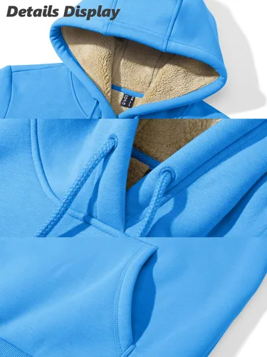 Miniatura 65 de MAGCOMSEN Sudaderas con capucha para mujer, con forro de sherpa, de vellón, para invierno, cálido, pesado, de algodón, con bolsillo
