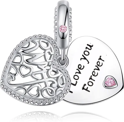 ASELFAD I Love You Forever Heart Sterling Silver Wife Charms for Bracelets Best Anniversary Christmas Mothers Day Valentines Day Gifts for Wife from