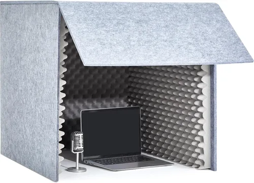 Pushglossy 28 x 28 x 28 pulgadas cubierta de escritorio insonorizada portátil cabina de grabación vocal escudo absorbente de voz micrófono cabina de