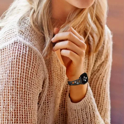 Miniatura 5 de Pulsera de acero inoxidable compatible con Fitbit Sense 2/Sense/Versa 4/Versa 3, bandas de repuesto brillantes para mujer, pulseras elegantes