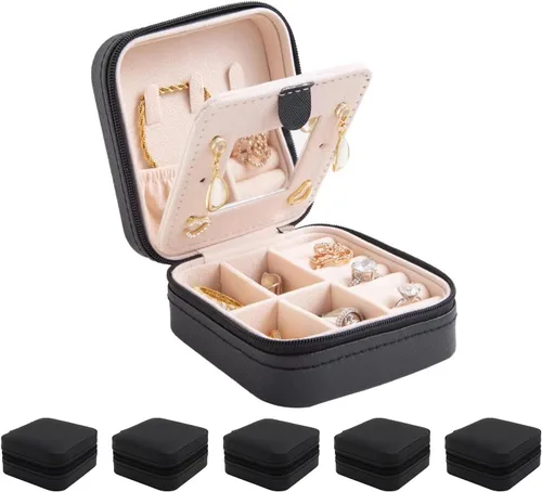 Miniatura 14 de KElofoN Estuche de viaje para joyas Caja de viaje para joyas Organizador de joyas de viaje Pequeño estuche organizador de joyas para niñas y mujeres