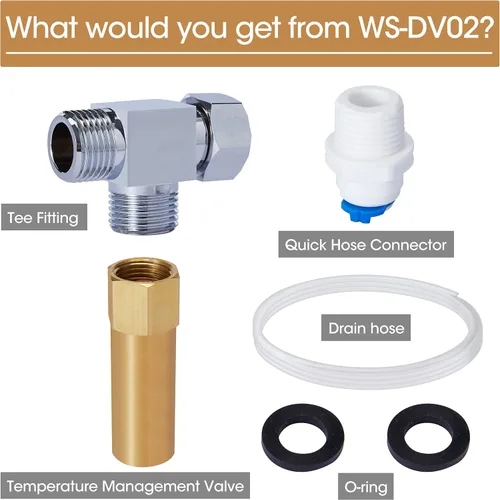Miniatura 3 de WS-DV02 Válvula de drenaje de agua caliente, válvula de gestión de temperatura para purificador de agua UV HQUA OWS-6, apertura de 110 ℉, entrada