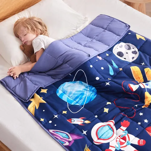 Miniatura 17 de anfie - Manta con peso para niños (40 x 60 pulgadas, 7 lb), manta refrescante para dormir, tamaño de manta ligera, transpirable, con cuentas de Gris