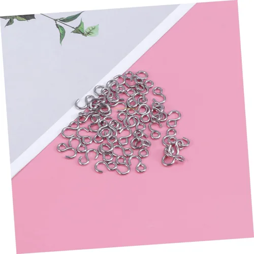 Miniatura 4 de 100 ganchos de acero inoxidable en forma de S, conectores de metal versátiles para manualidades, joyería colgante, llaveros y organización del hogar