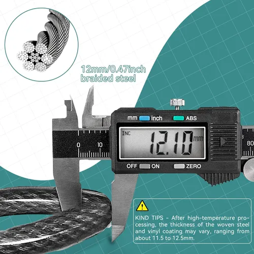 Miniatura 2 de EEBBL - Cable de seguridad comercial resistente de 7 pies, construcción de acero trenzado de 1/2 pulgadas, 7 x 19 pulgadas, con protección sin