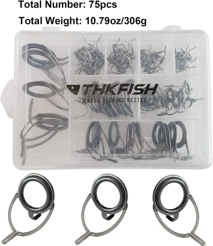 Miniatura 5 de THKFISH Guías de caña de pescar Kit de reparación de caña de pescar Baitcasting/Spinning Rod Guías Cerámica Acero Inoxidable Guía de Carbono
