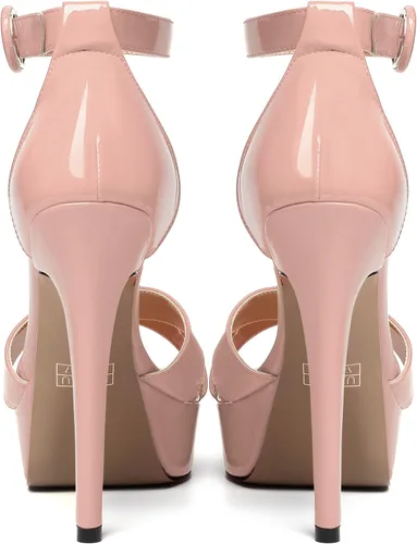 Miniatura 39 de MODENCOCO Sandalias de boda con correa de tobillo sexy para mujer, con plataforma y puntera abierta, tacón de aguja y tacón alto, zapatos de vestir