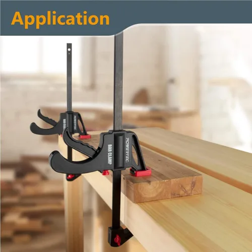 Miniatura 6 de POWERTEC Abrazaderas de barra de 6 pulgadas, paquete de 4 abrazaderas de gatillo para carpintería, abrazadera de agarre rápido de trinquete con una