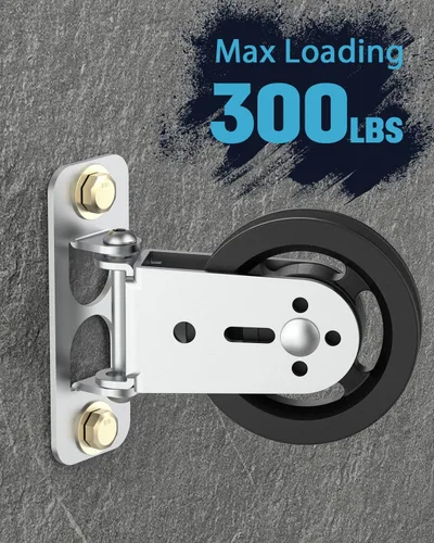 Miniatura 3 de Bloques de polea de gimnasio, rueda de polea fija de montaje en pared de 3.5 pulgadas/3.465 in, rotación de actualización de 180 grados, soporte