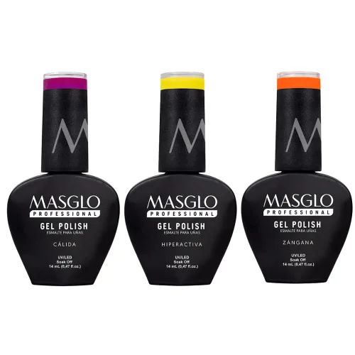 Miniatura 10 de MASGLO Kit de esmalte de gel, encanto auténtico, 3 tonos rebeldes apagados, manicura semipermanente UV/LED vegana, uso de 30 días, acabado de borde