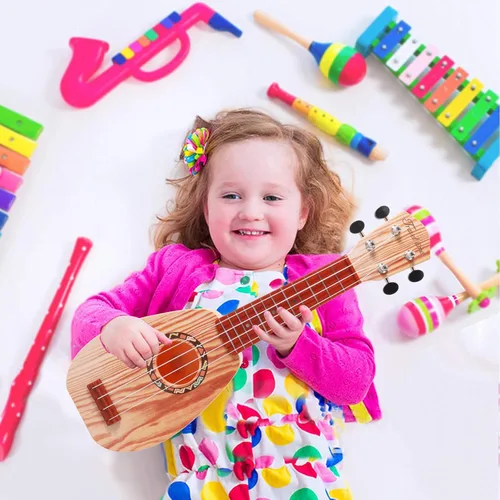 Miniatura 2 de YOLOPARK Guitarra de juguete para niños de 17 pulgadas para niñas y niños, mini guitarra ukelele con 4 cuerdas que mantienen los tonos, puede tocar