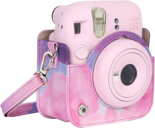 Miniatura 5 de Funda para cámara instantánea Fujifilm Instax Mini 12, funda de poliuretano con correa extraíble para cámara Fujifilm Instax Mini 12 (rosa/morado)