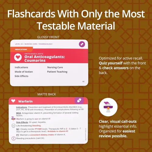Miniatura 3 de Tarjetas flash de farmacología - Sin pelusa - Esenciales de la escuela de enfermería para estudiantes - 2026-2027 NCLEX ATI HESI Review LPN RN