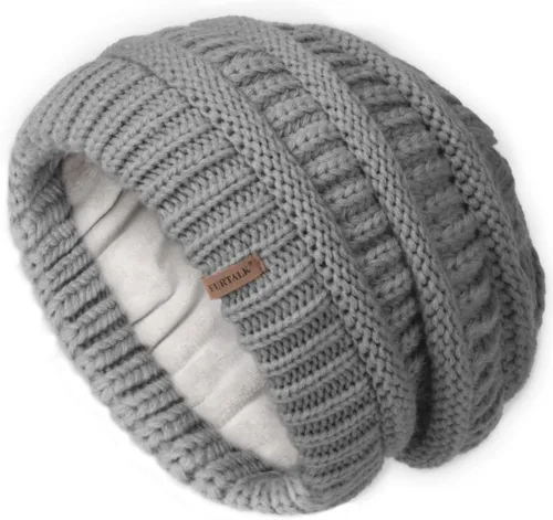 FURTALK Gorros de invierno para mujer, con forro polar, gorro de punto holgado y cálido, gorro de esquí