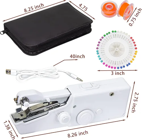 Miniatura 2 de Dispositivo de costura de mano, máquina de coser portátil con 177 piezas, kit de costura, suministros de máquina de coser eléctrica de mano