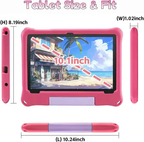 Miniatura 9 de Tabletas Android 15 – Tableta para niños de 10 pulgadas con funda, Octa-Core, 8 GB+64 GB de almacenamiento (expandible a 1 TB), cámara dual, S1-Rojo