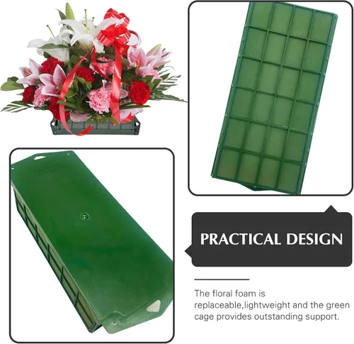 Miniatura 4 de 2 jaulas de espuma floral, suministros de arreglos florales con soporte rectangular, ladrillos para decoración de flores frescas, bodas, vacaciones