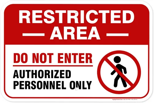 Miniatura 19 de Cartel de área restringida "Restricted Area Do Not Enter Authorized Personnel Only" [Texto en inglés], de aluminio, anti-óxido, de 10x14 pulgadas