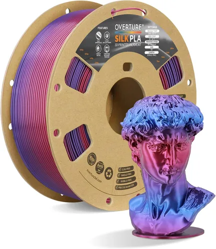 Miniatura 17 de OVERTURE - Paquete de filamento de seda PLA, sin obstrucciones, brillante, filamento metálico brillante para impresora 3D, carrete de 1 kg * 4