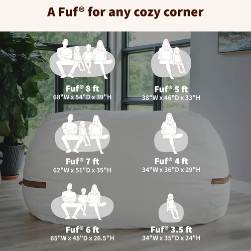 Miniatura 8 de Big Joe Fuf Silla Puf de Espuma de 5 Pies de Tamaño Extra Grande con Funda Extraíble para Niños, Adolescentes, Adultos, Onyx Lenox, Poliéster Tejido