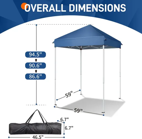 Miniatura 5 de Outvita Carpa Toldo Emergente 5x5, Carpa Toldo para Exteriores Ez Up Refugio Instantáneo con Bolsa de Transporte Patas Rectas Patio Balcón Porche