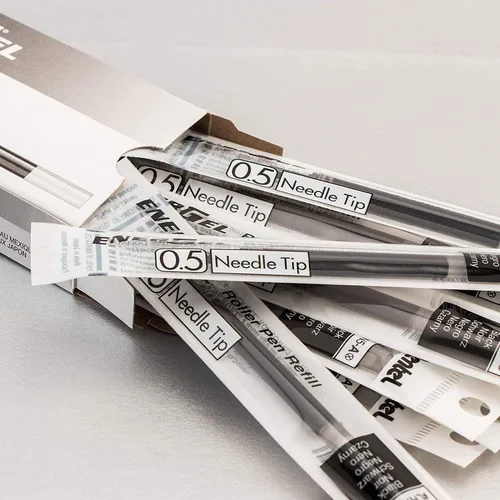 Miniatura 6 de Pentel - Tinta de recarga para pluma de gel líquido EnerGel, (0.5mm), línea fina, punta de aguja, tinta negra, caja de 12 (LRN5-A)