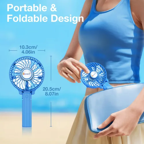 Miniatura 9 de VersionTECH. Ventilador portátil de mano, potente+durable+4000mAh+plegable 180°, mini ventiladores de mesa con USB recargable operado por batería