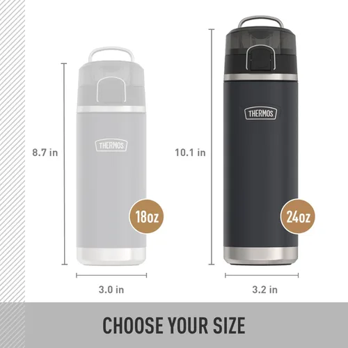 Miniatura 5 de THERMOS ICON SERIES, botella de agua de acero inoxidable con boquilla, 24 onzas, color verde alpino, botella de agua aislada al vacío con tapa