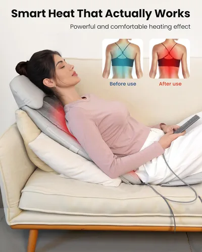 Miniatura 7 de COMFIER Shiatsu - Masajeador de espalda con calor, masajeador de tejido profundo con vibración, cojín de asiento de masaje Shiatsu 2D/3D