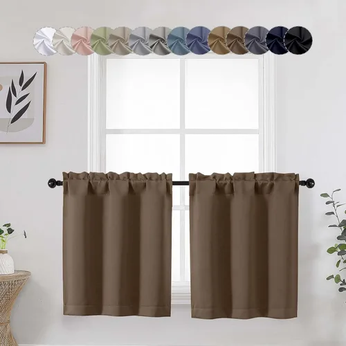 Miniatura 37 de Aqua Cafe - Juego de 2 paneles de cortinas opacas de 24 pulgadas de largo, con aislamiento térmico suave y sólido, para ventanas de baño, sótano