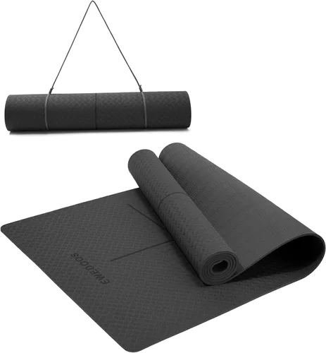 Ewedoos Esterilla de Yoga Ecológica con Marcas de Alineación, Esterilla de Yoga TPE Antideslizante para Yoga Caliente, Gruesa 1/4'', Superficies
