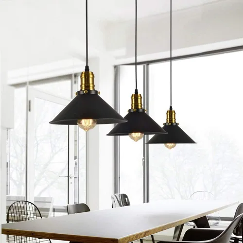 Miniatura 3 de Adjustable Horn Pendant Light Fixture - Retro Iron Chandelier for Living Room, Restaurant, Café, and Loft Spaces(Diameter: 22cm)